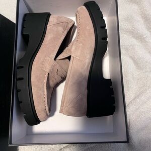 Anthropologie Cream and Black Chunky Sole Loafers